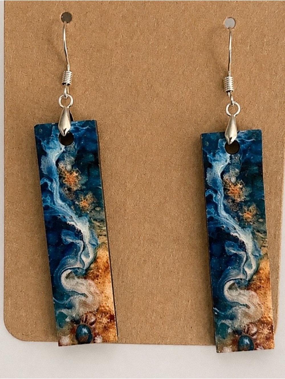 Handmade Blue Ocean Wave Resin Drop Earrings
